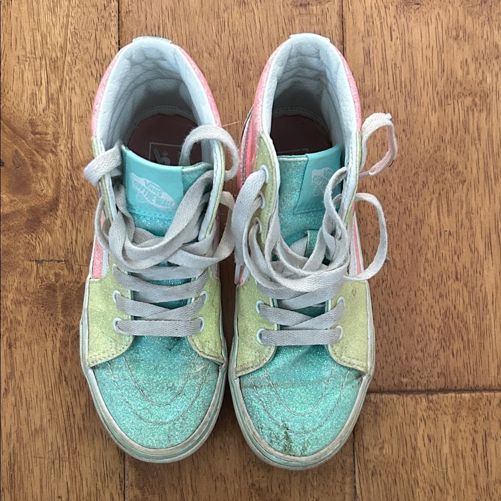 Vans Kids Glitter High-Tops - Mint, pink and Yellow